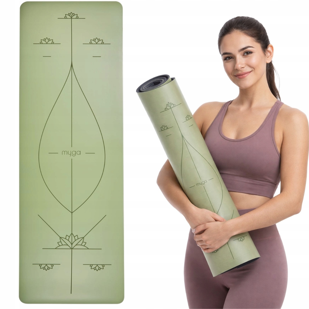 Kauczukowa mata do ćwiczeń jogi myga Alignment 6mm XL zielony