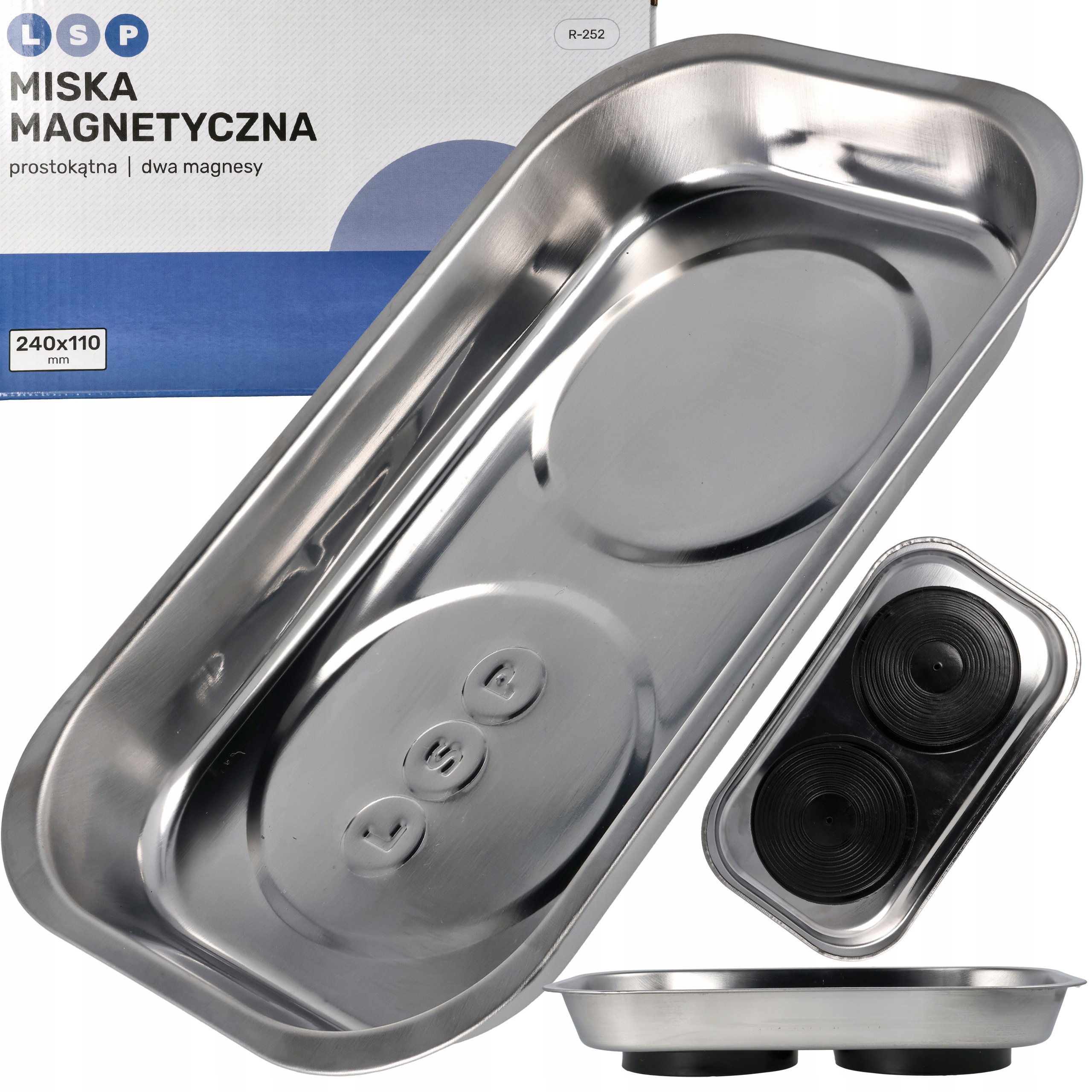 MISKA MAGNETYCZNA PROSTOKĄTNA WARSZTATOWA POJEMNIK NA NARZĘDZIA 240 MOCNA