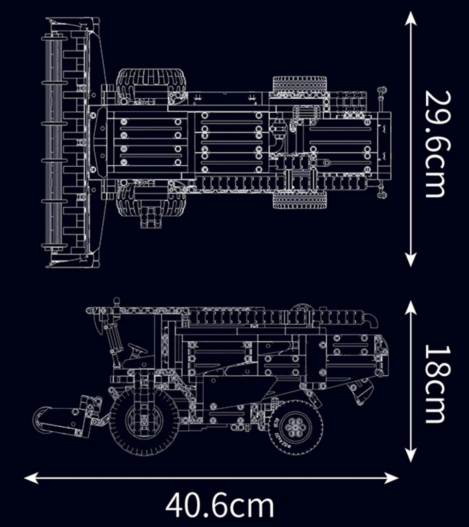 Bloki transportlīdzekļa vadāms HARVESTERS CLAAS 1265-bloki 2-dzinēju pilots 40cm. Kustīgas gaismas efekti