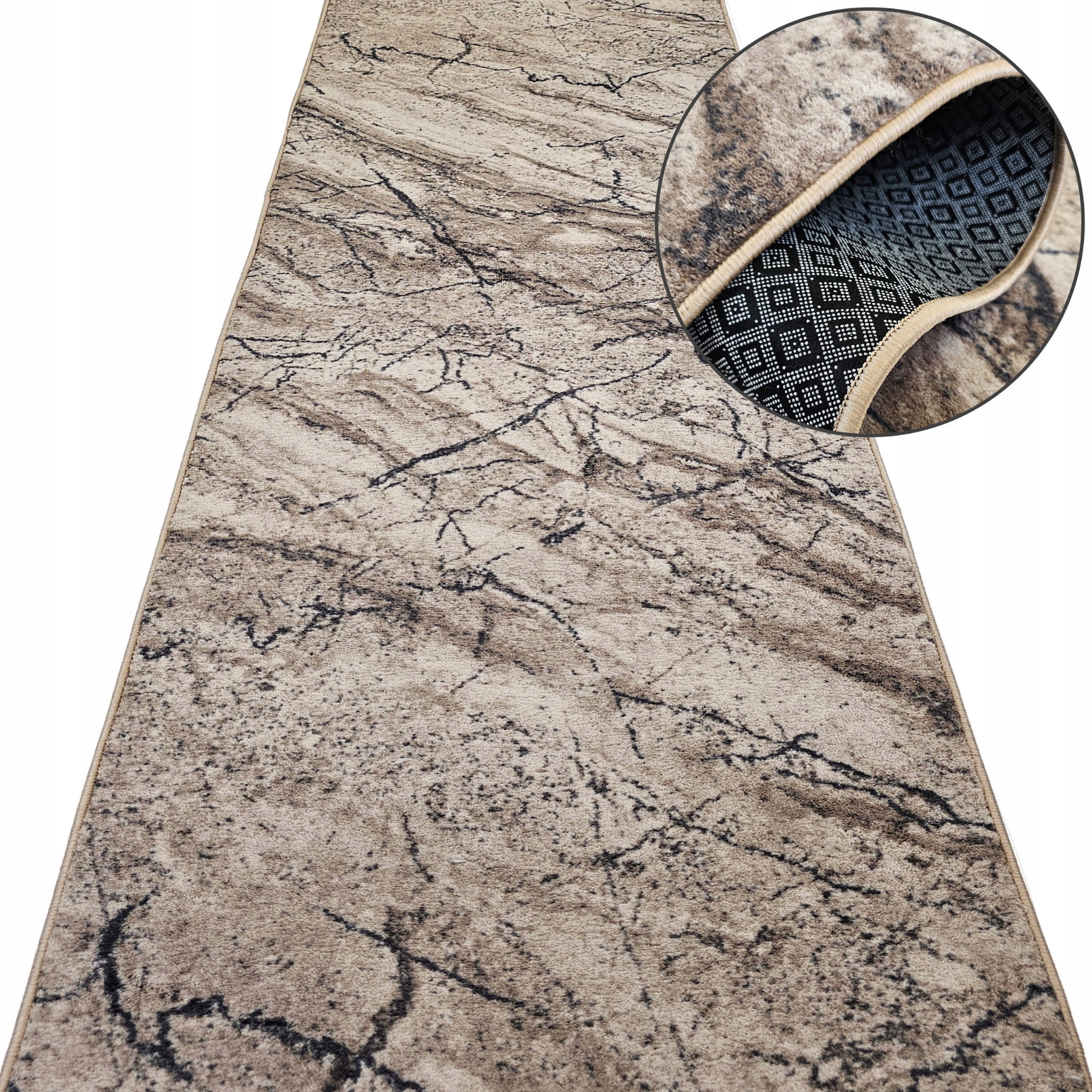 Miękki chodnik do przedpokoju AQUA MARBLE 04 szerokość 80 cm beżowy