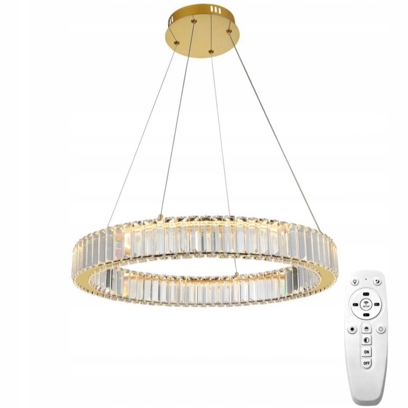 Závesná Lampa Zlatá Krištáľová Glamour Led Luster 3000K-6000K S Diaľkovým Ovládaním