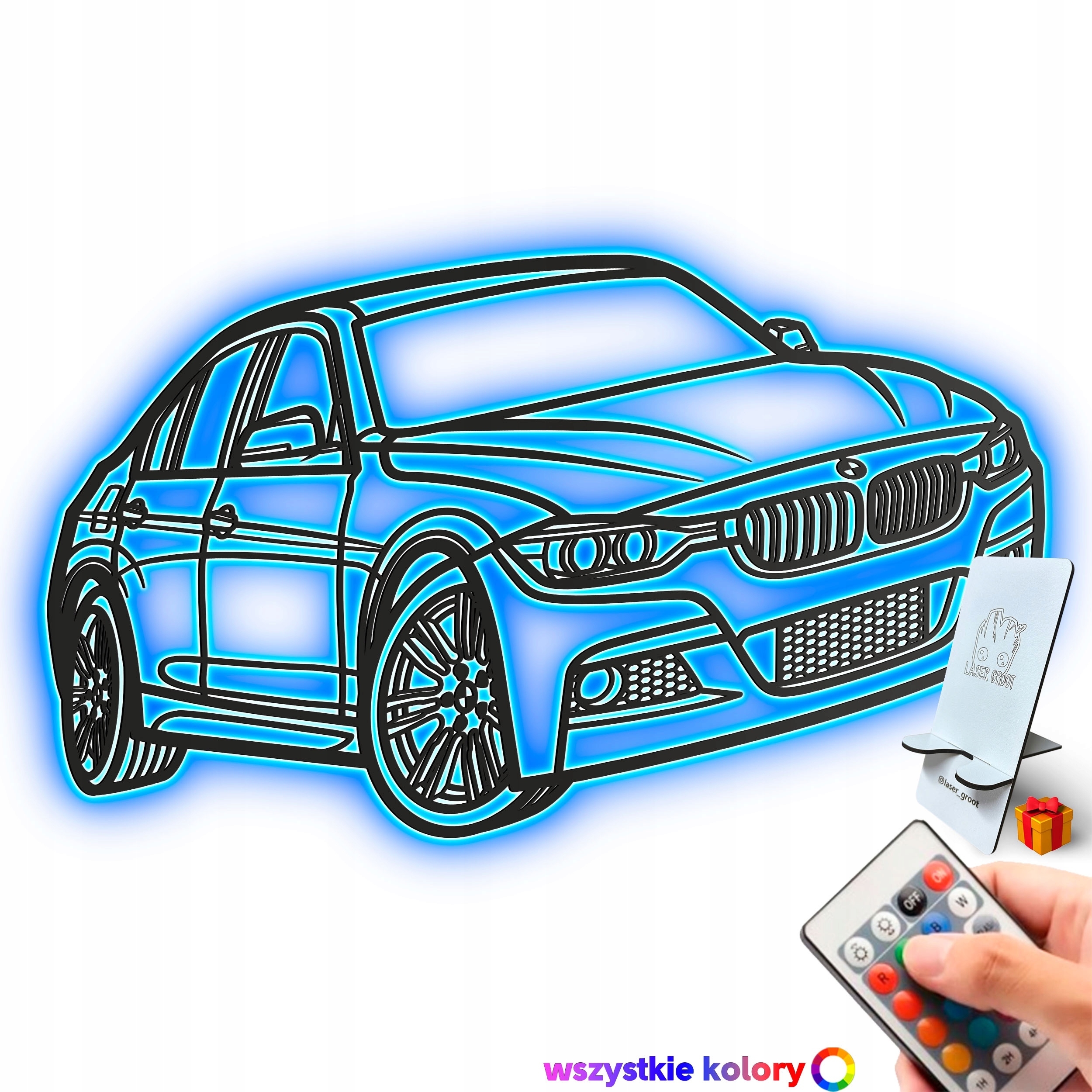 Dřevěný 3D obraz Bmw 3 Series (F30) line Dárek Noční Lampa Led XL