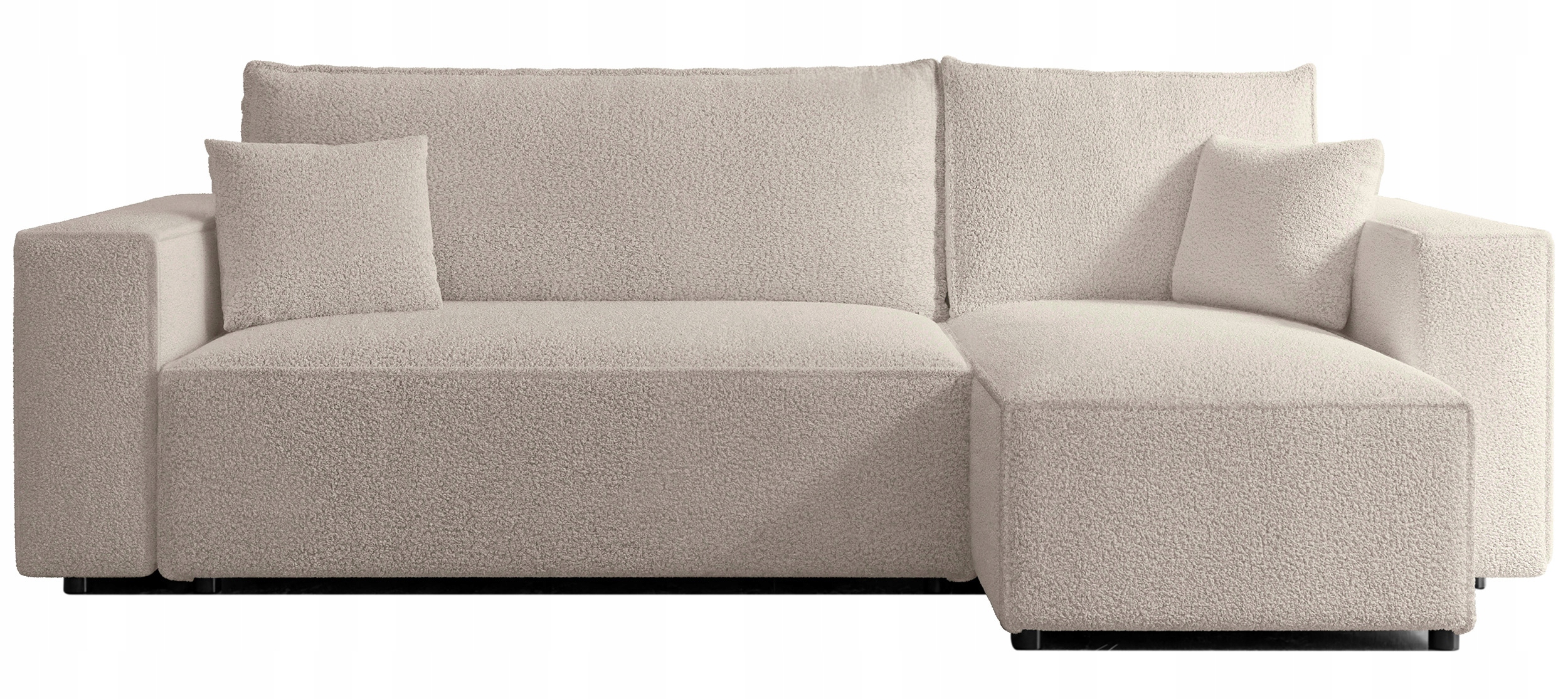 Rohová Sedací Souprava s funkcí spaní Scarlo univerzální světle béžová boucle