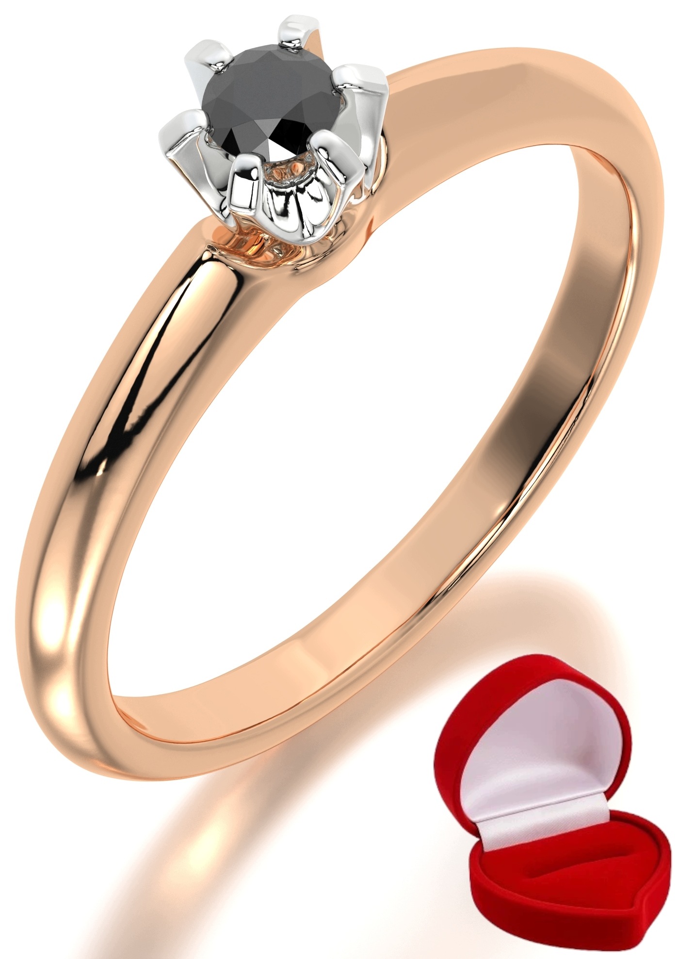 Zlatý Prstýnek 585 14k Brylant Č. 0,09 ct Růžové Zlato R12