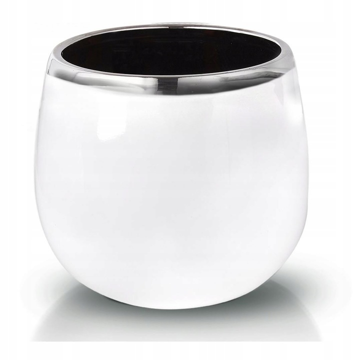 

Doniczka osłonka Ceramiczna biała srebrna ø 15