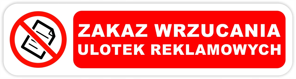 

Naklejka Zakaz Wrzucania Ulotek Reklamowych 10x2,5