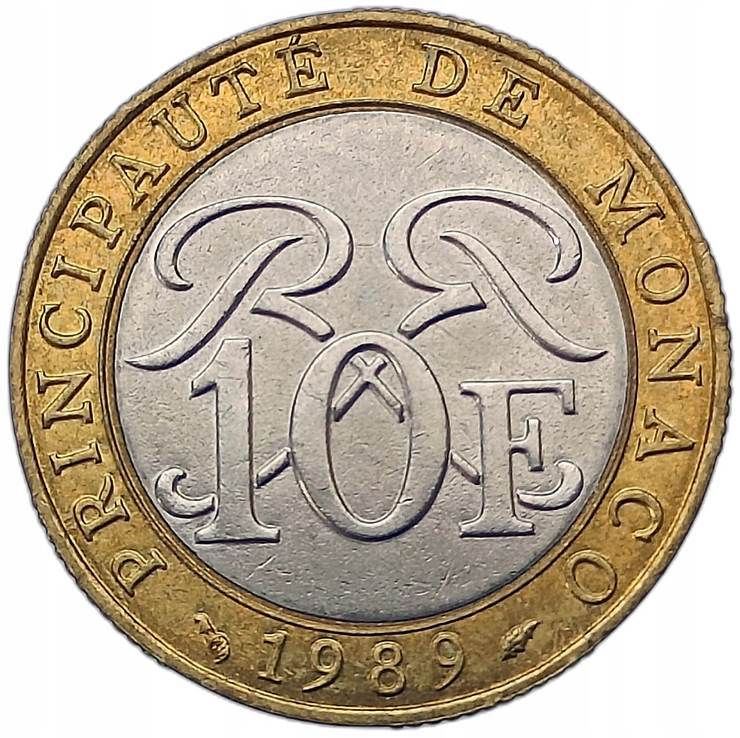 MONAKO MONACO 10 FRANCS 1989 KOŃ RYCERZ BIMETAL