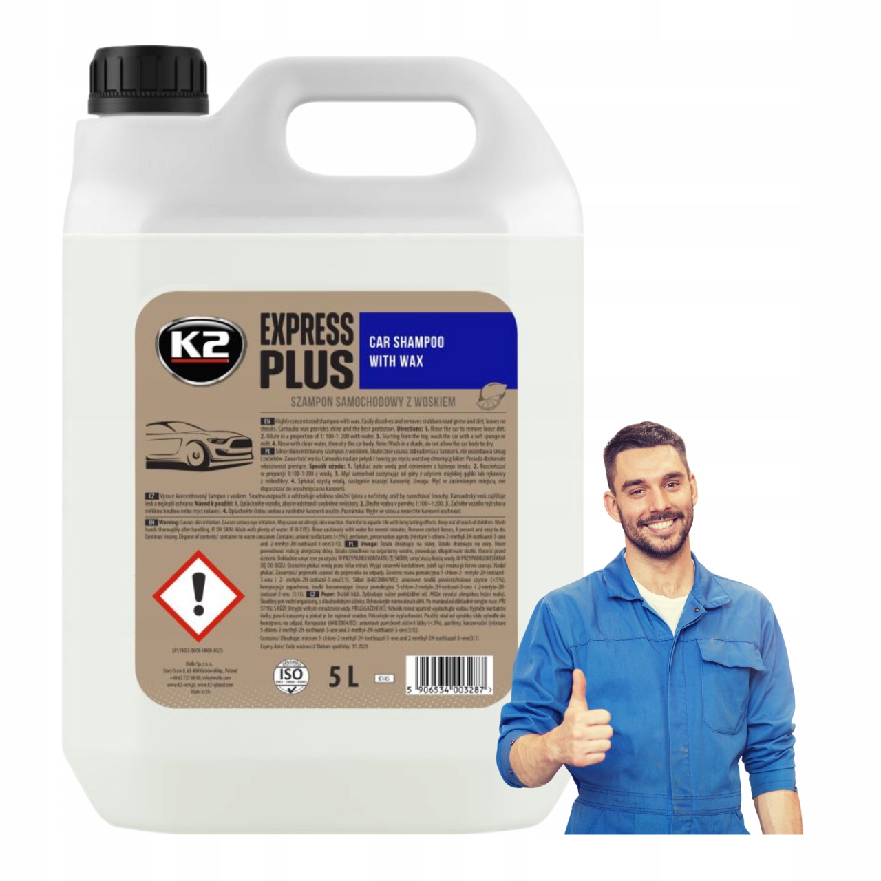 K2 Express Plus 5L Szampon do Mycia Samochodu z Woskiem Koncentrat Wydajny