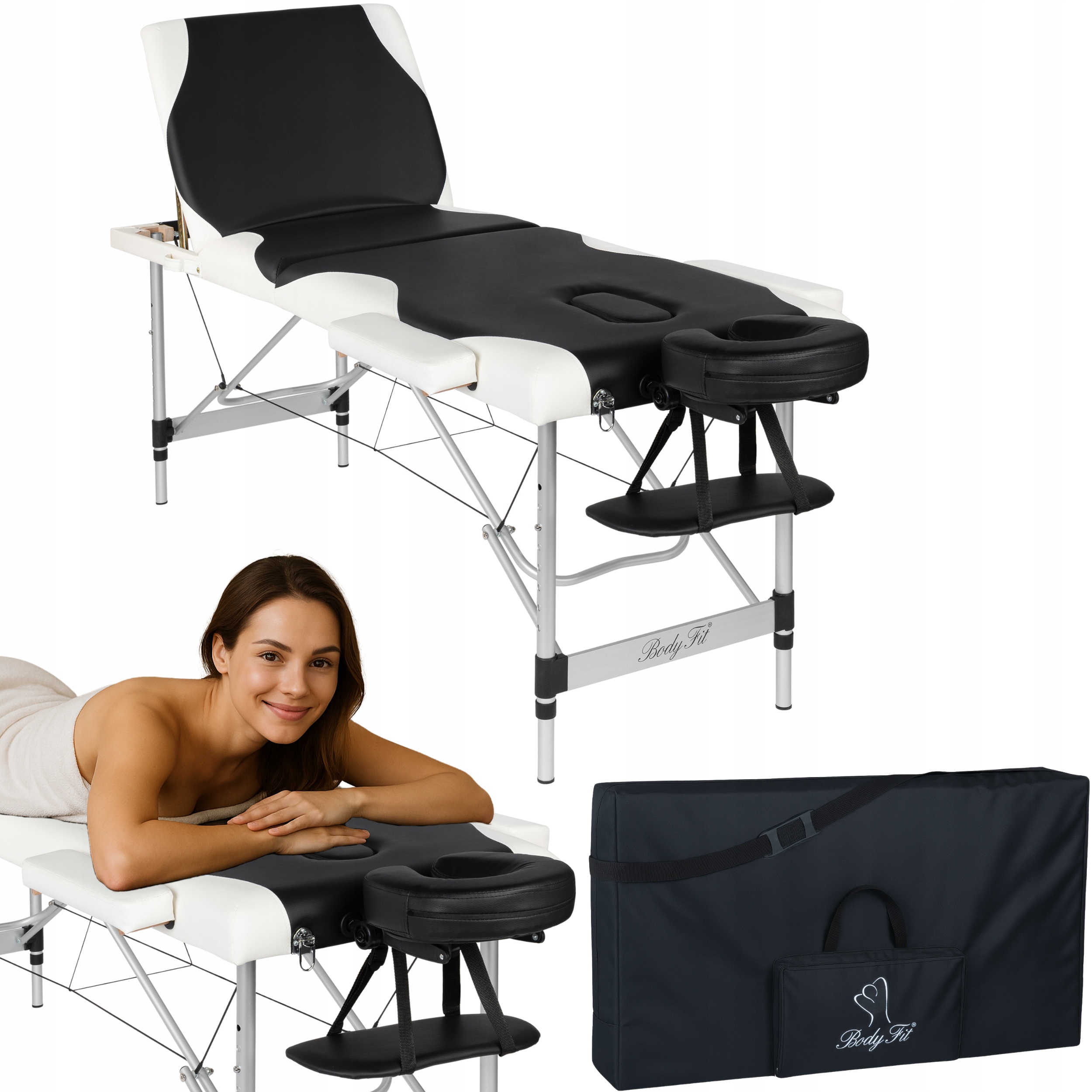 Stół Łóżko Do Masażu 3-SEGMENTY Aluminiowe Lekkie Bodyfit