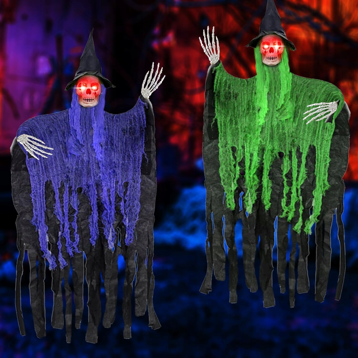 Dekorace na Halloween Závěsný Duch Kostra na dveře 2 kusy