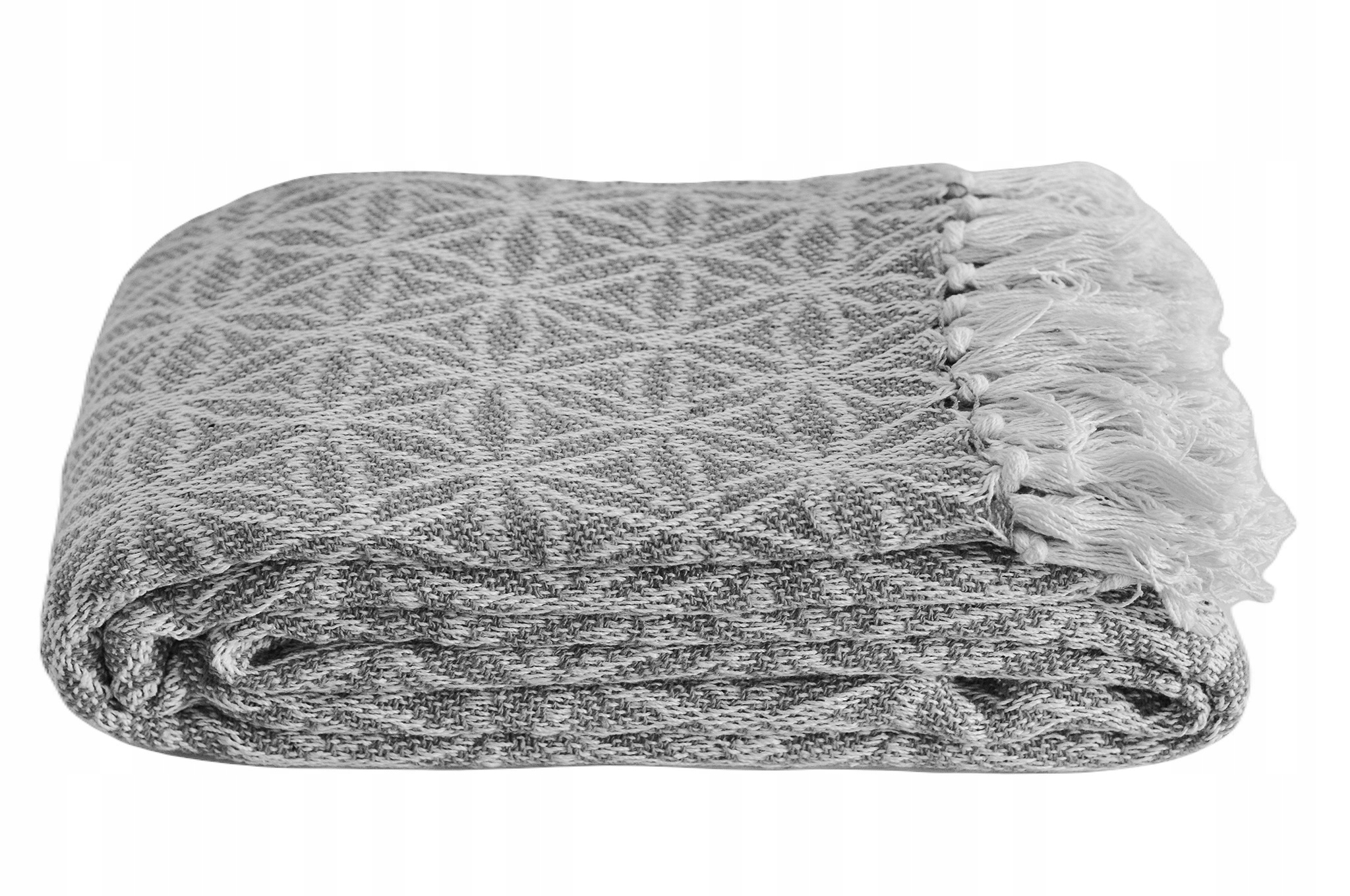 

Koc pled 150x200 handmade boho 100% bawełna szary