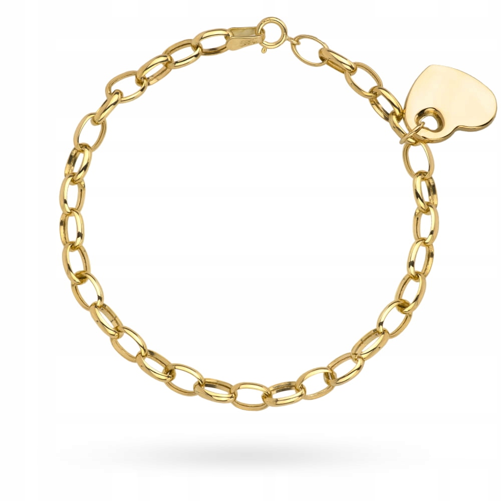 Zlatý náramek 585 spletené ovály s plným srdcem dárek k výročí