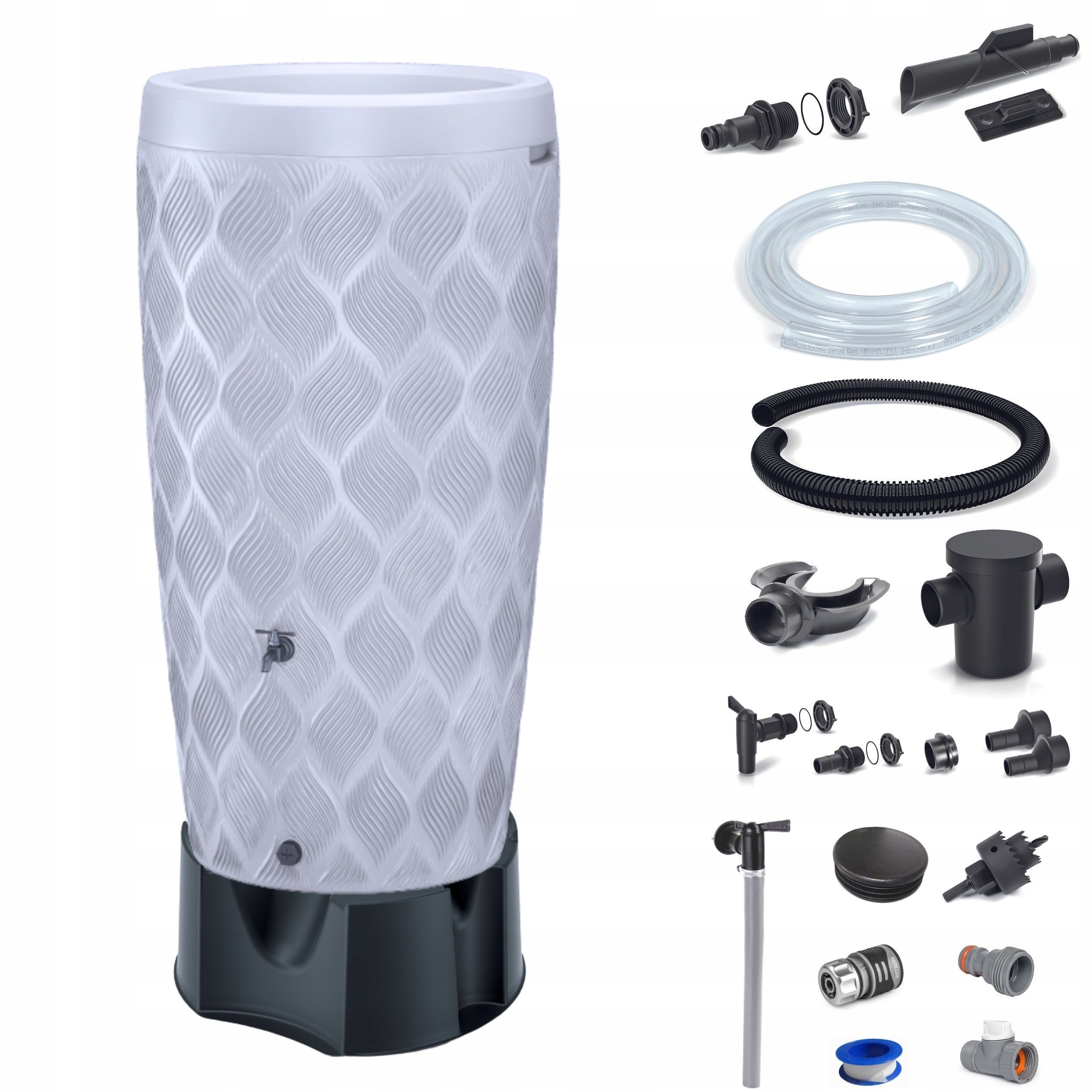 Zbiornik na deszczówkę 240l + przyłącza, podstawa Stan opakowania oryginalne