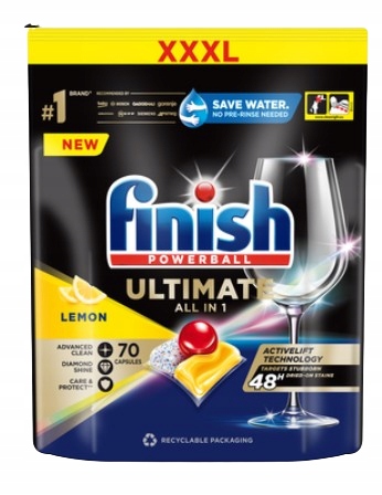 Levně Finish Ultimate Plus Lemon Kapsle na mytí nádobí v myčce nádobí 70 kusů