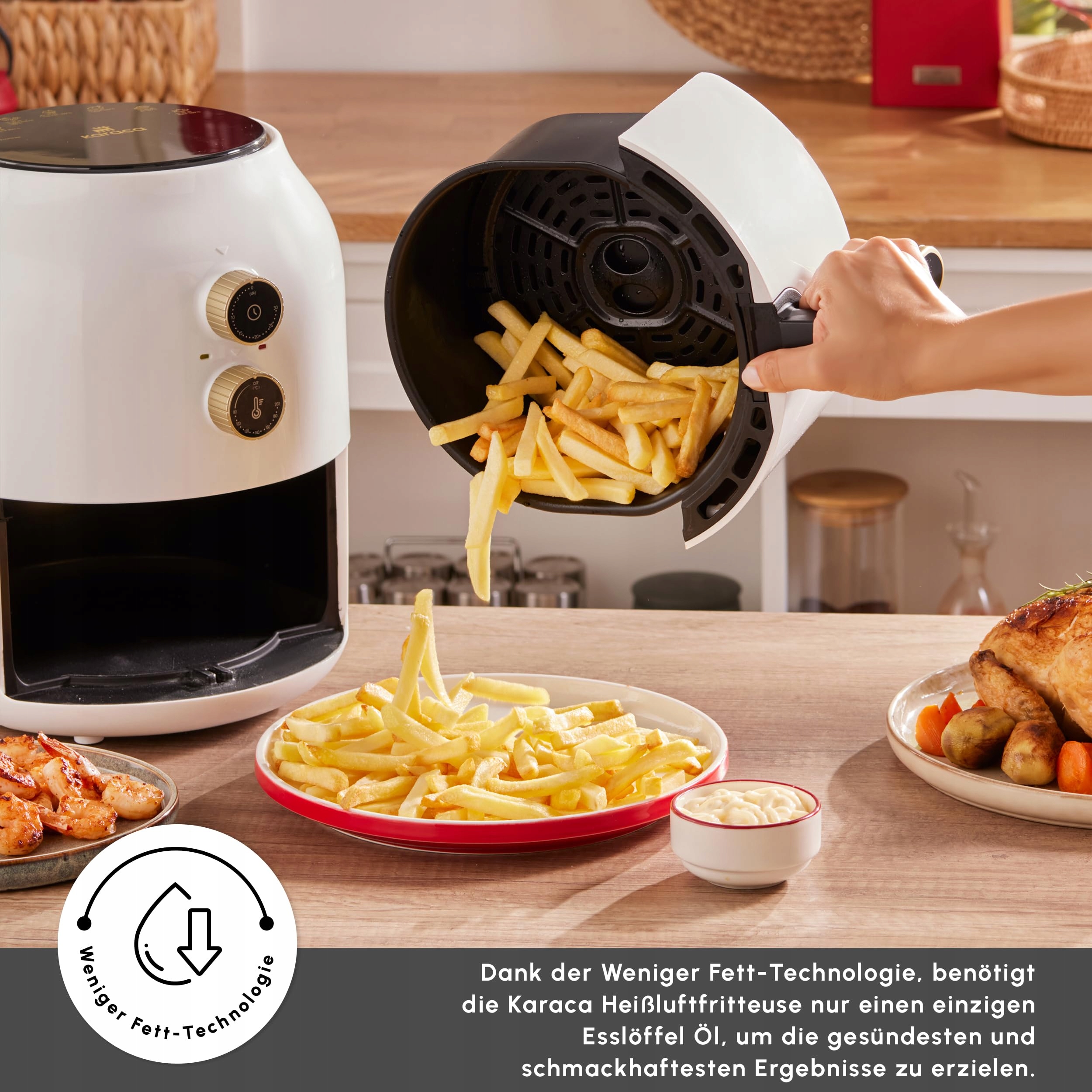 KARACA Frytkownica Beztłuszczowa 3.5L 1300W Energooszczędna Zdrowe Smażenie — miniatura 7