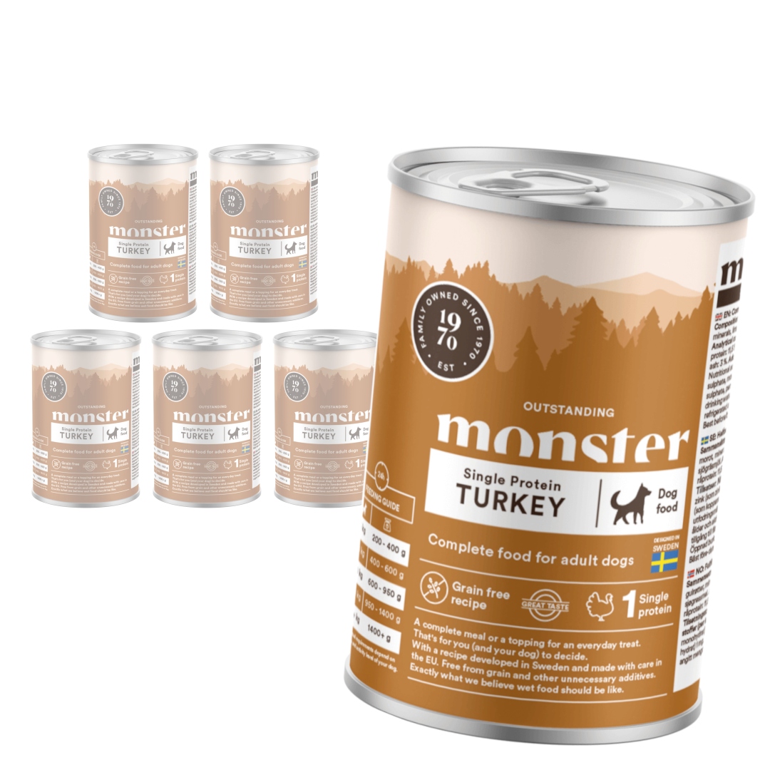 Monster Dog Single Protein Turkey 6x400g Krmivo Vlhké pro psa s krůtím masem