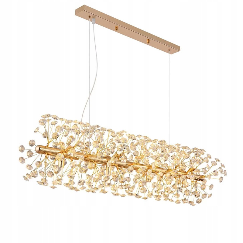 Lukkolight Lampa wisząca kryształowa 12xG9 złota 90cm regulowana wysokość