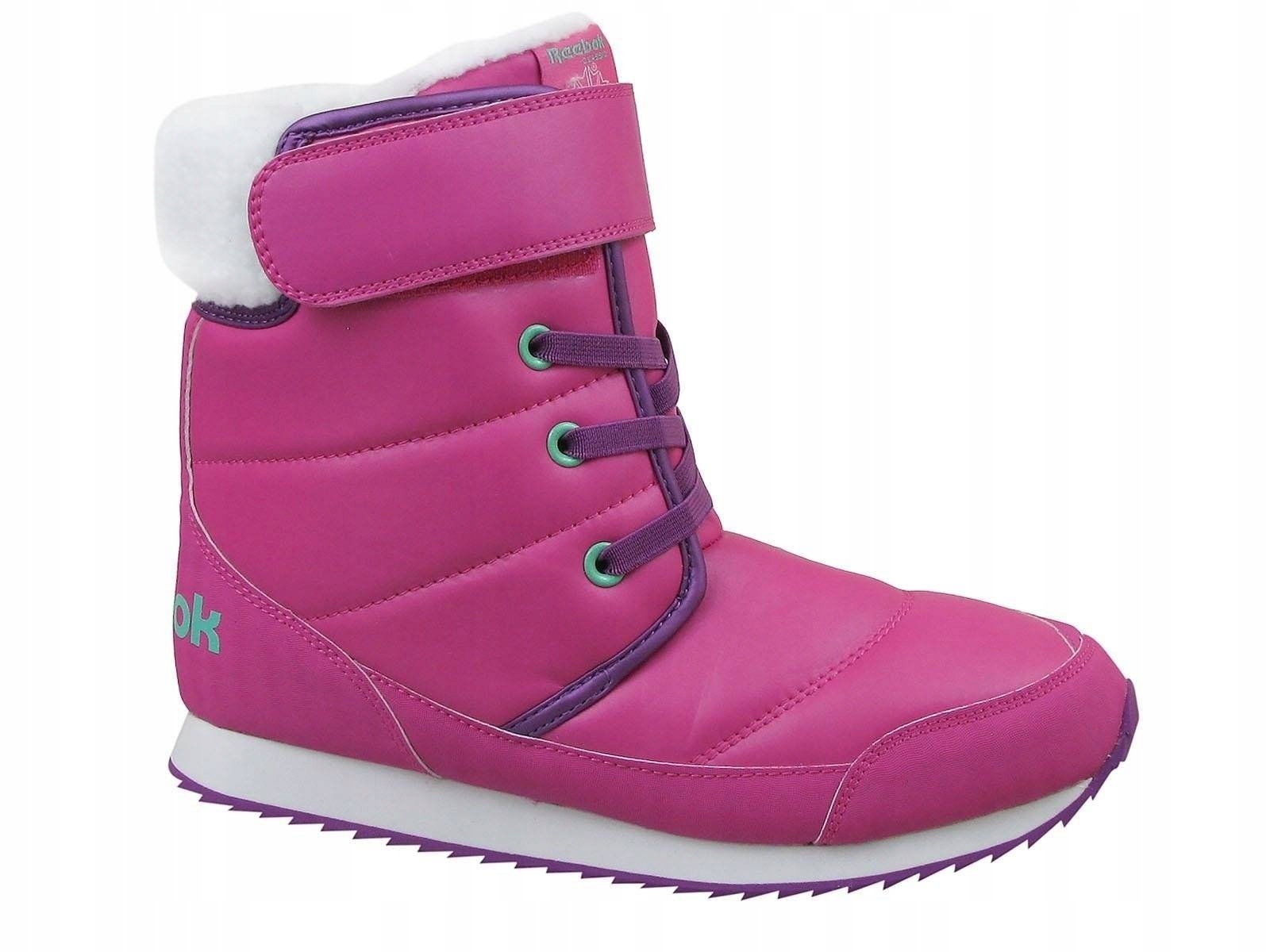 REEBOK SNOW PRIME BS7783 BUTY ŚNIEGOWCE KOZAKI ZIMOWE RÓŻOWE OCIEPLANE RZEP