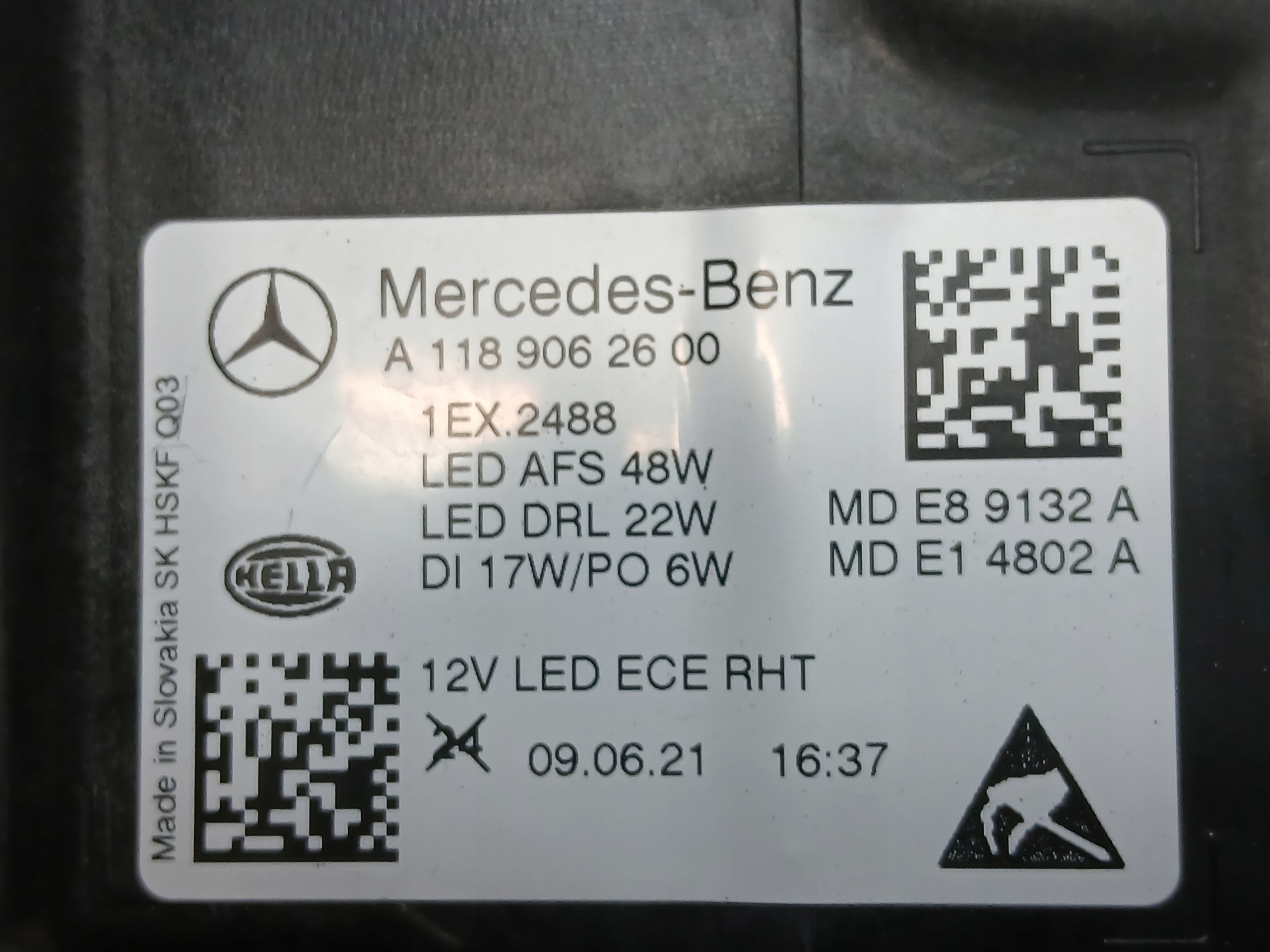 light front right MERCEDES CLA W118 FULL LED HP A1189062600