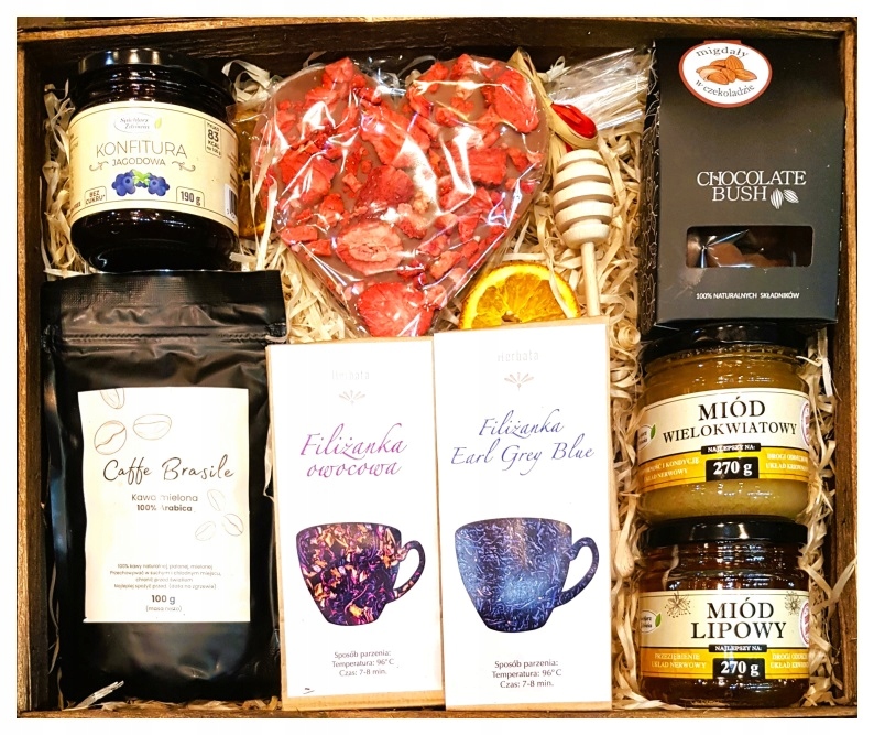 Levně Velký Dárková Sada Dárek Čokoláda Med Čaj Káva Zavařenina