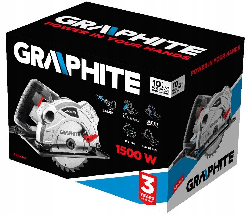 GRAPHITE PIŁA PILARKA TARCZOWA 58G492 1500W 185mm Marka Graphite