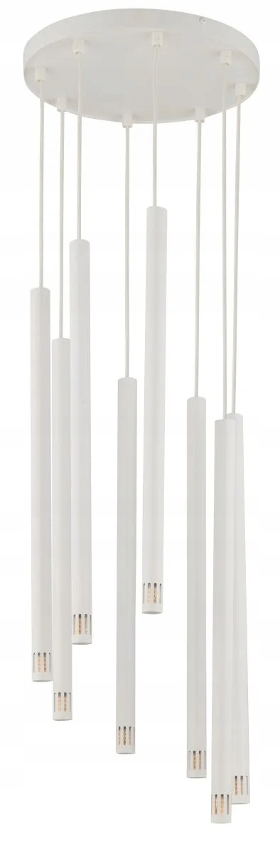 Moderná závesná lampa biela okrúhla 8 rúrok do obývačky Sigma