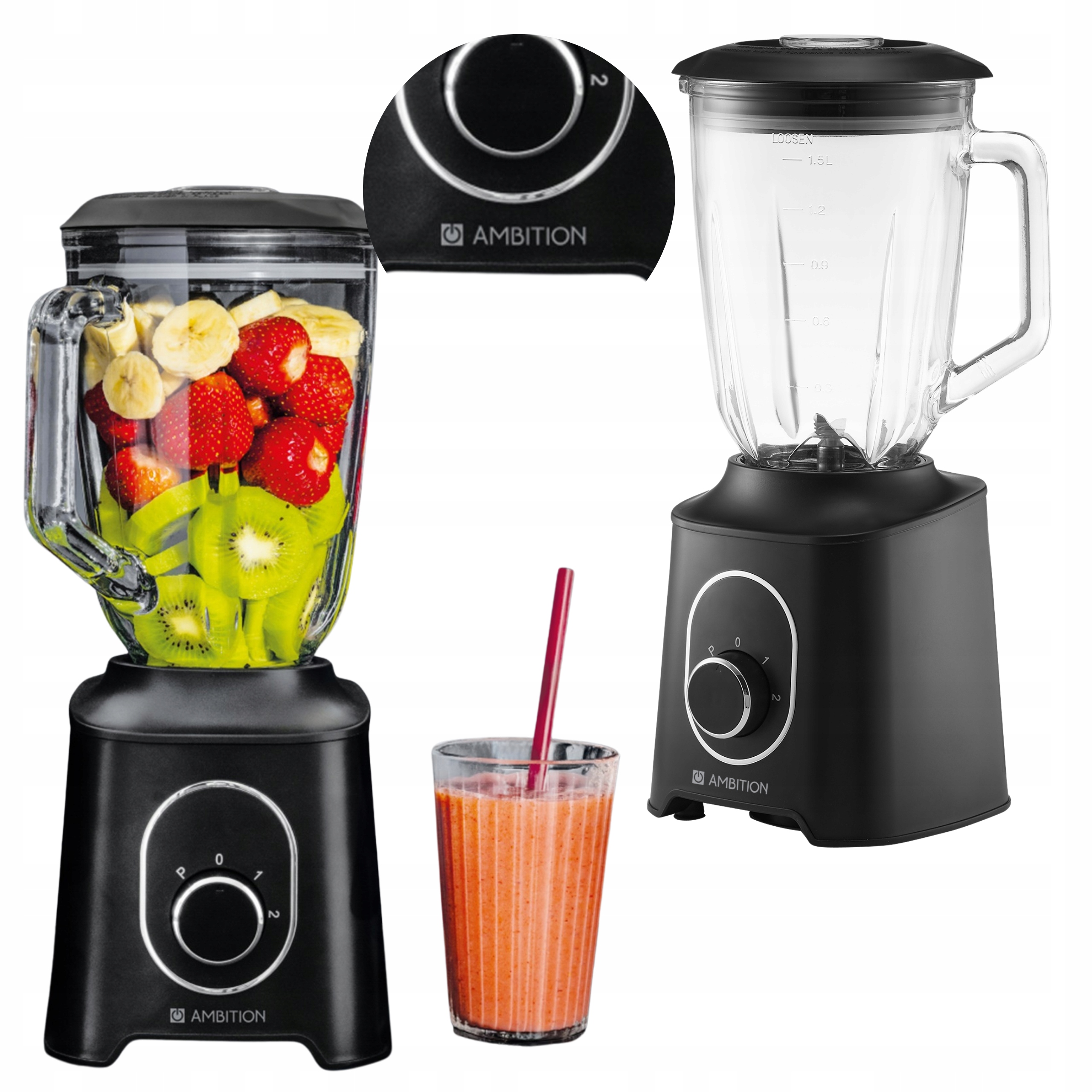 Blender Kielichowy Szklany Smoothie Koktajli Owoców Mikseremrozdrabniaczem