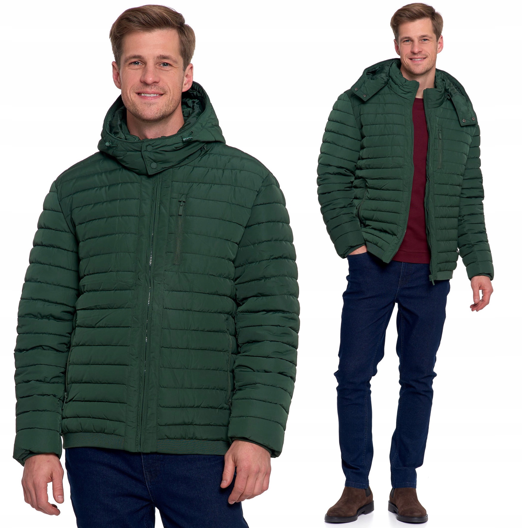 Pánská Přechodová Bunda Lehce Zateplená Moraj S Odnímatelnou Kapuce Zelená M