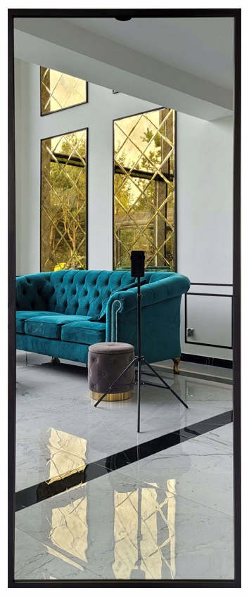 Lustro w Czarnej Ramie Aluminiowej Wąska K 170X50