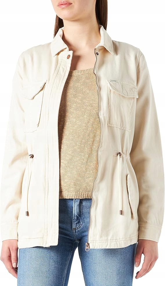 Garcia Krémová Dámská Bunda S Límečkem A Kapsami Xs 6BA