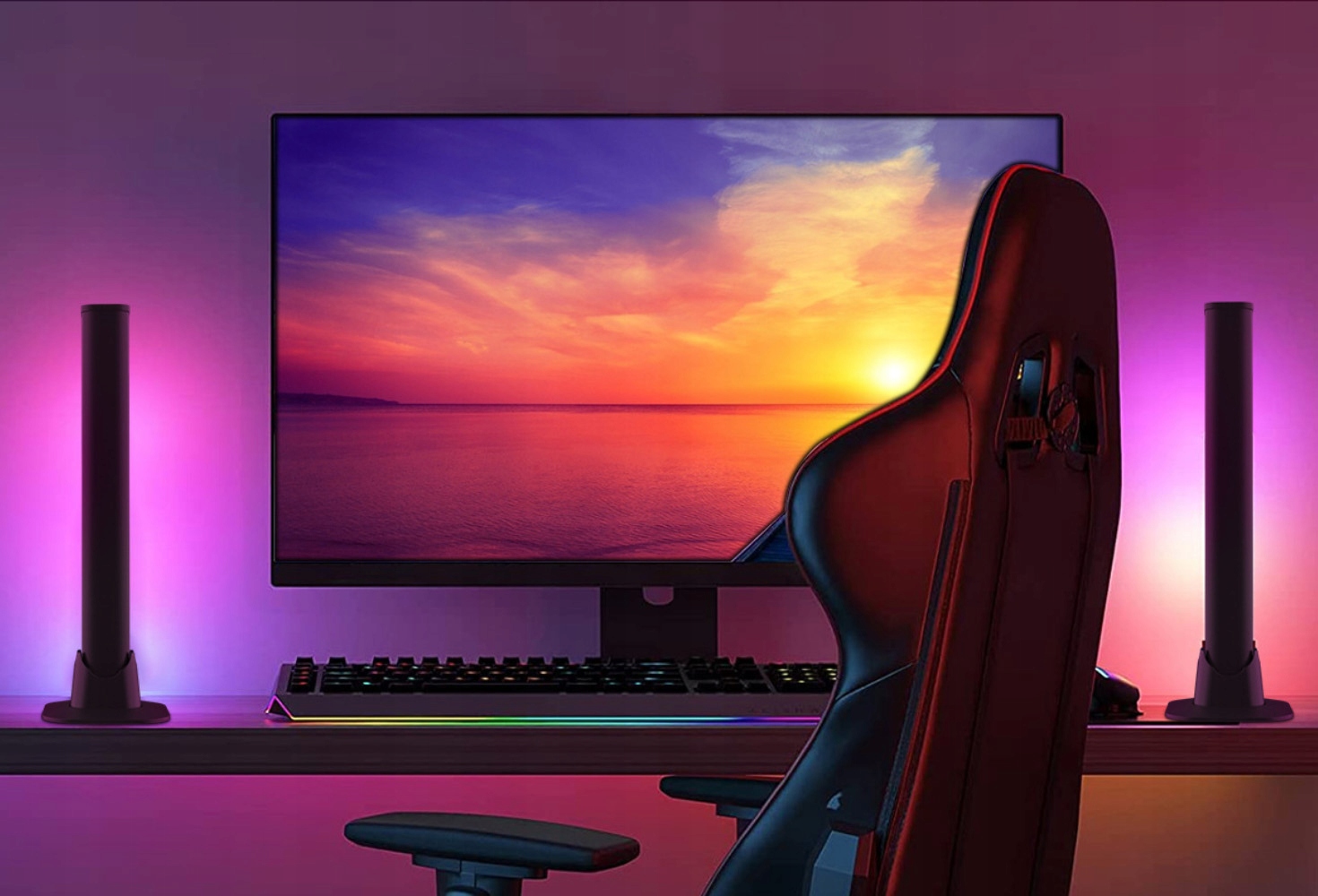 ZESTAW SŁUPKÓW LED AMBIENT RGB MULTICOLOR BAR SET + PILOT Marka bez marki