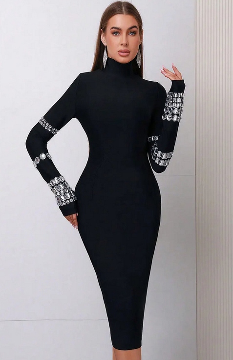 Krásná Tužková Zdobená Koktejlová Šaty Křišťály 36 S