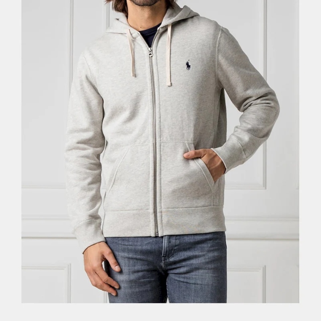 Szara Męska Rozpinana Bluza Z Kapturem Ralph Lauren M