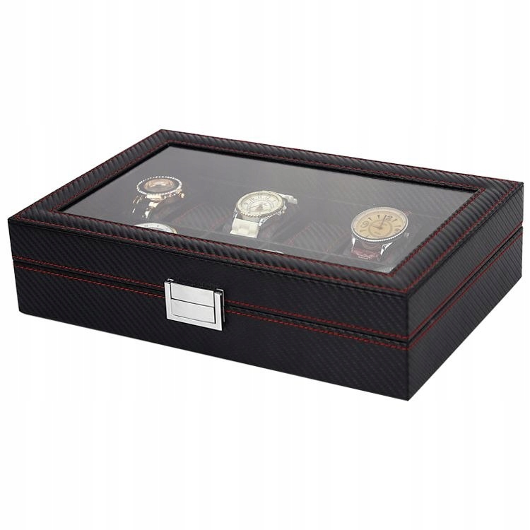 Szkatułka pudełko na 10 zegarków Karbon etui na zegarki skrzynka na prezent Stan opakowania oryginalne