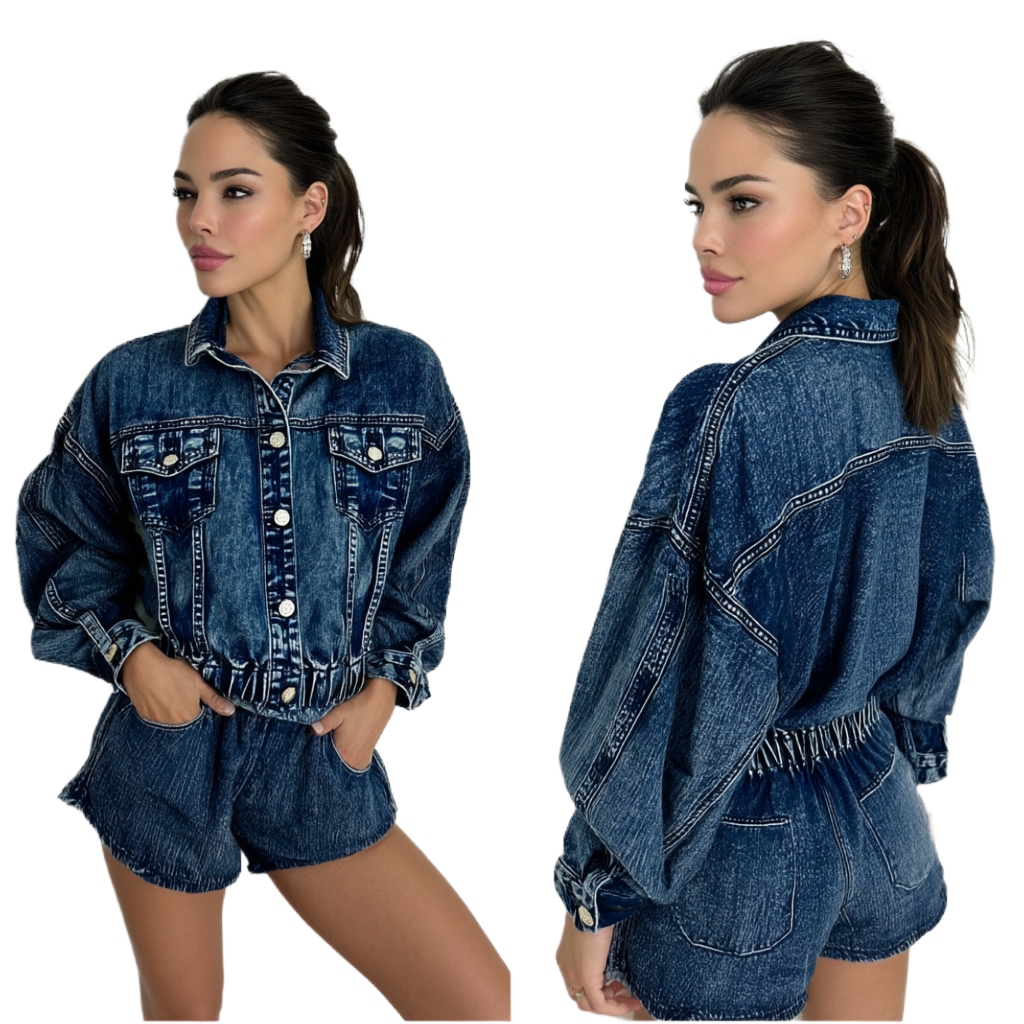 Dámská Džínová Bunda Katana Oversize Krátká Xs