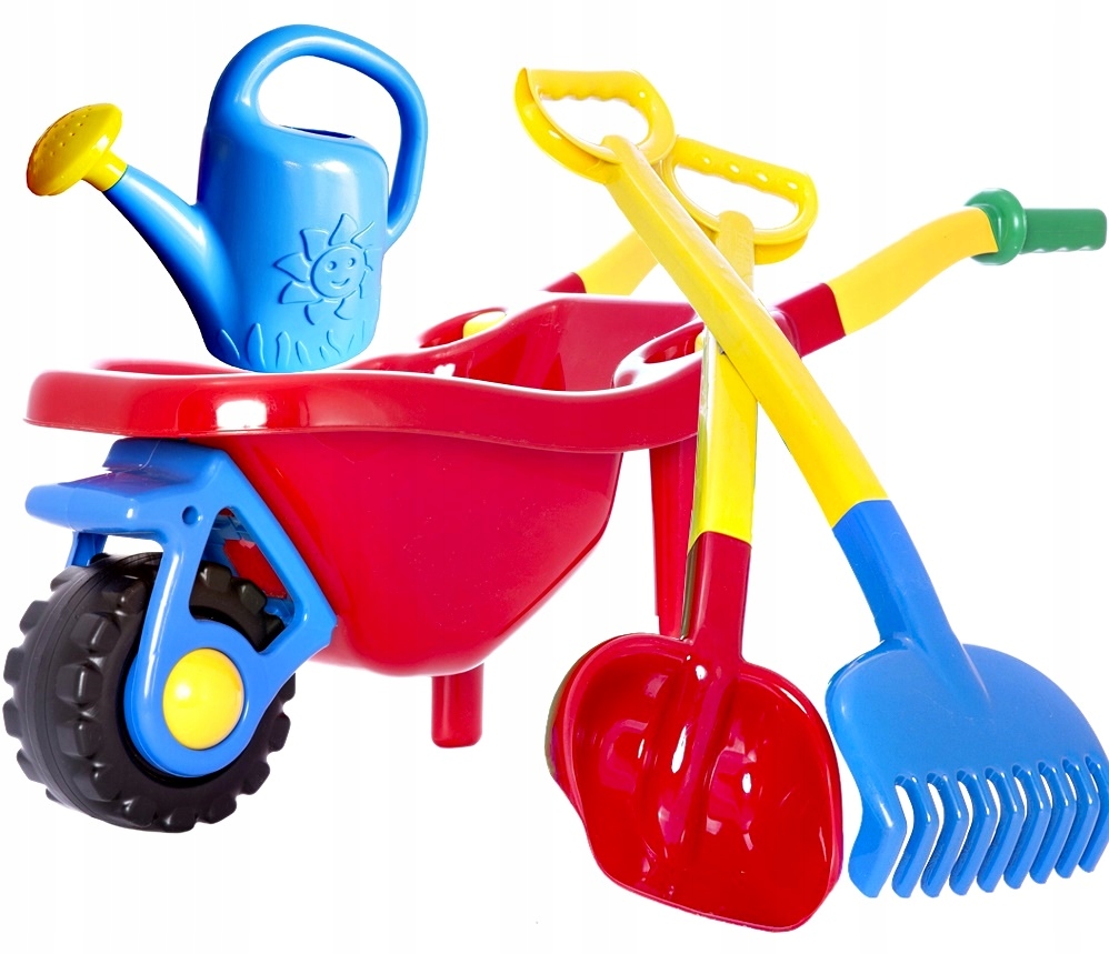 DUŻA TACZKA DO PIASKU + ŁOPATA + GRABIE + KONEWKA CZE