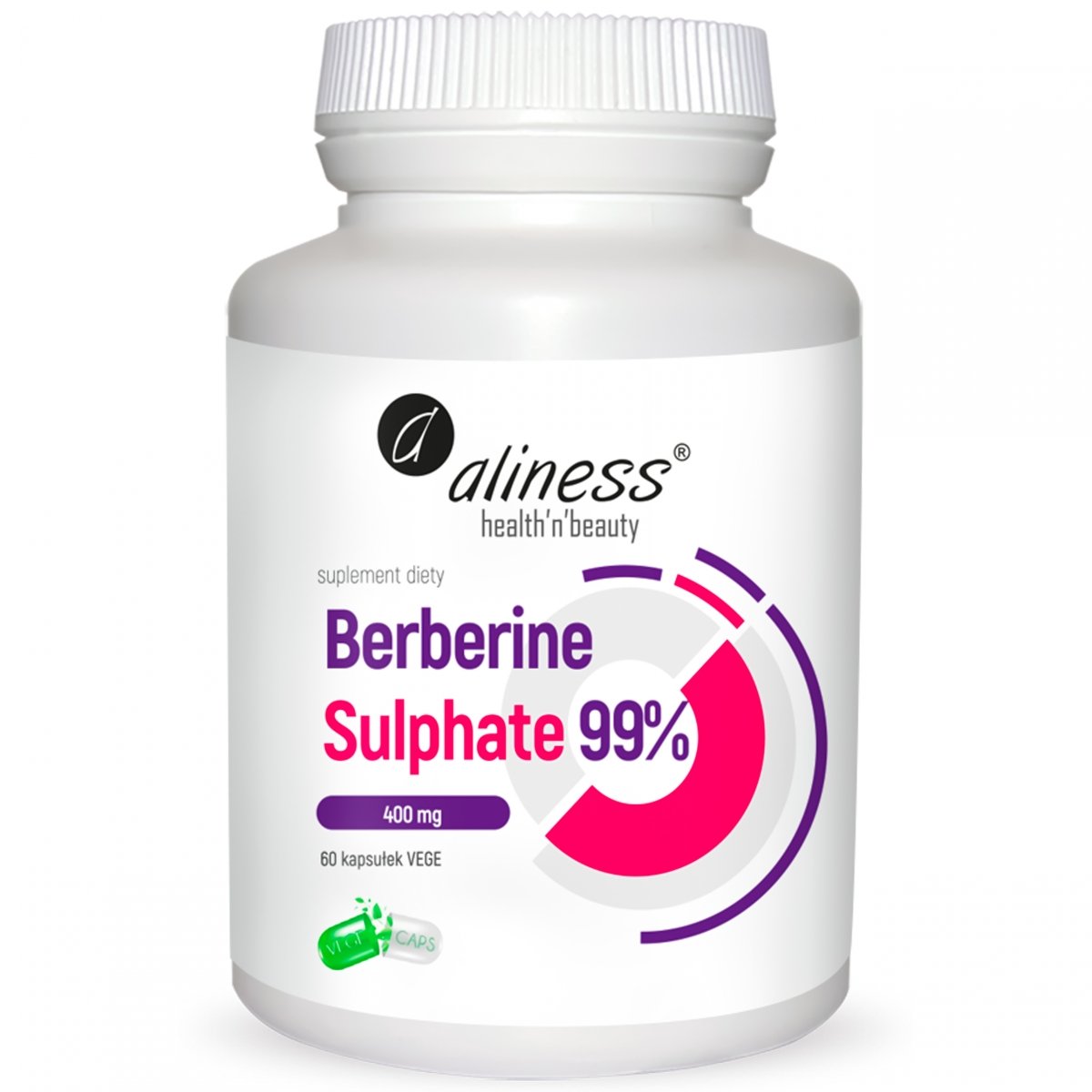 Berberine Sulphate SIARCZAN 99% 400 mg 60 kapsułek VEGE bez laktozy EAN (GTIN) 5902020901396