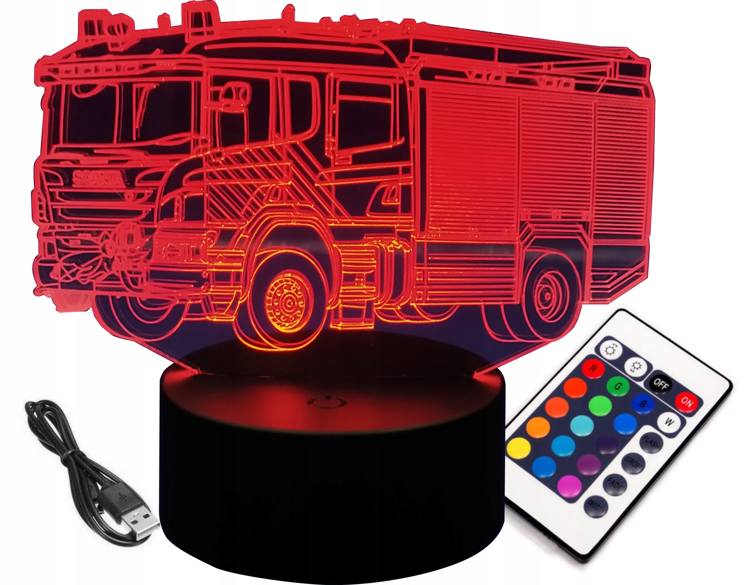 

Lampka 3D Led Wóz Strażacki Scania Straż Pożarna
