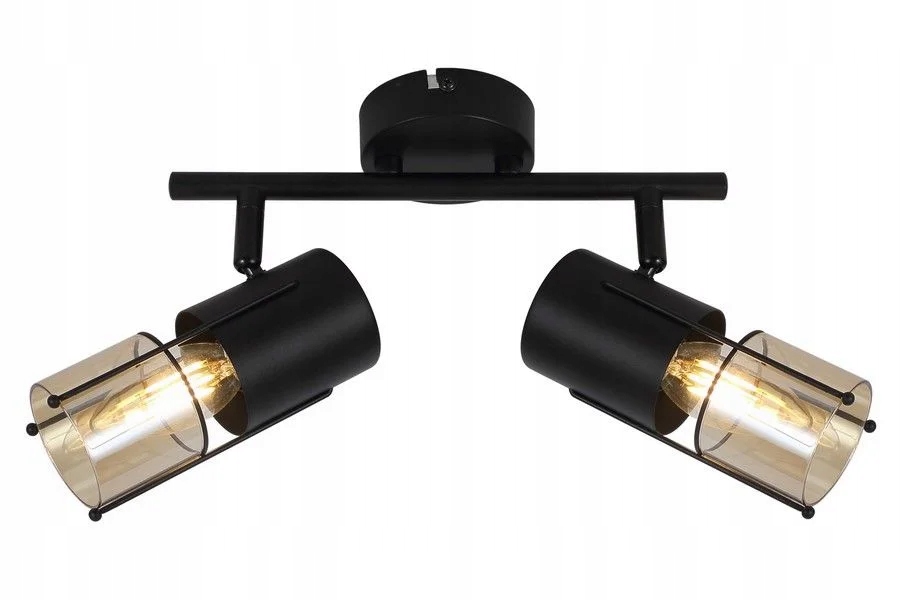 Stropní svítidlo loftová industriální černá 2 skleněné reflektory 25 cm Reality