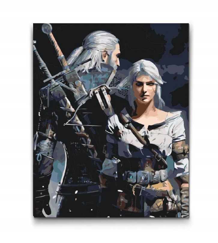 Malování Podle Čísel Zaklínač Witcher Ciri Geralt Portrét Velký 80x100 cm