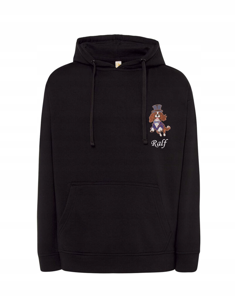 Mikina S Cavalier King Charles Spaniel Jméno Psa Výšivka Over Size Černá 3XL