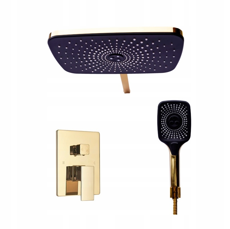 Zlatý Sprchový Set Pod Omítku Černý Gold