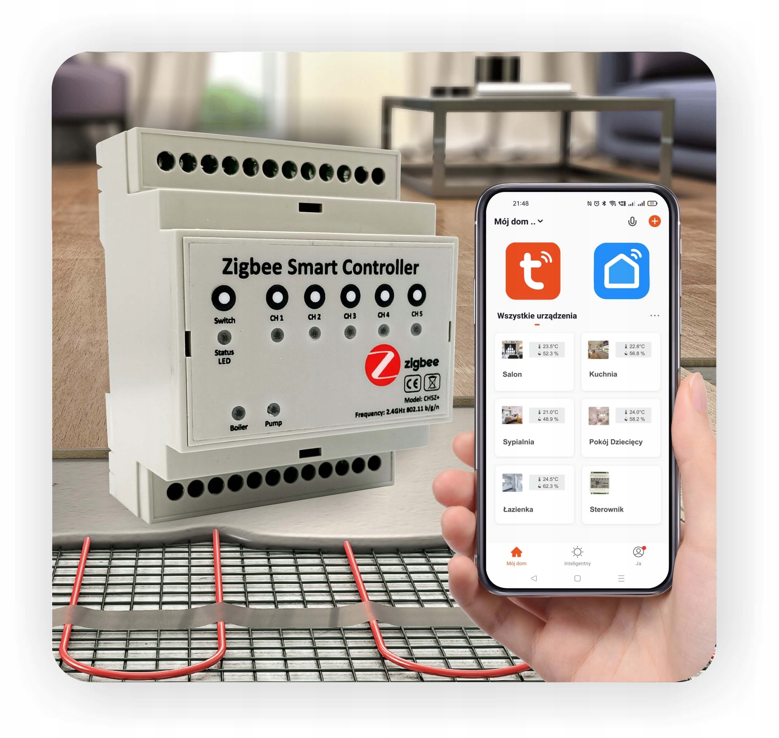 Regulátor podlahového vykurovania Zigbee Plus – 5 zón