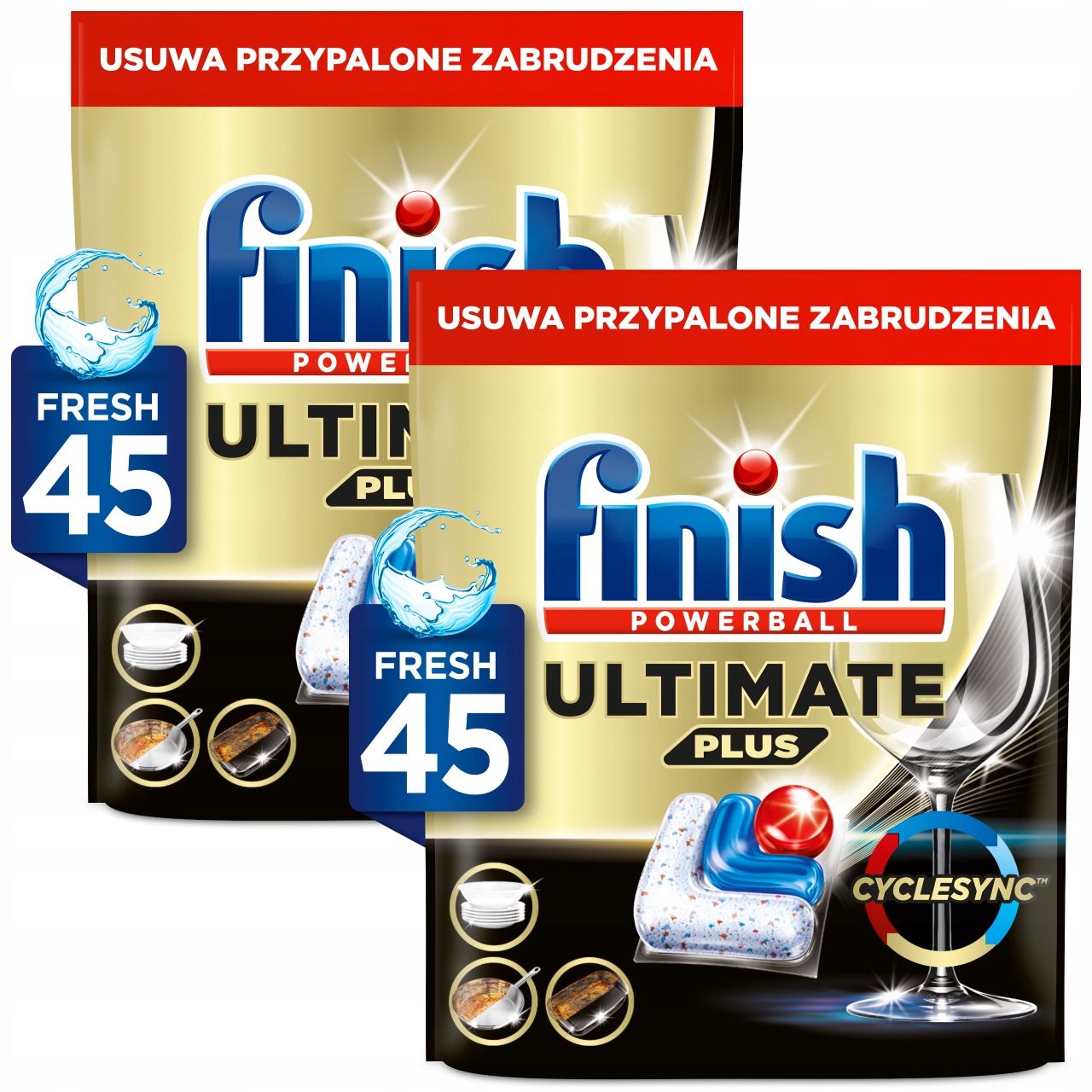 Levně Finish Sada Ultimate Plus kapslí tablety do myčky Fresh 2x 45 Kusů