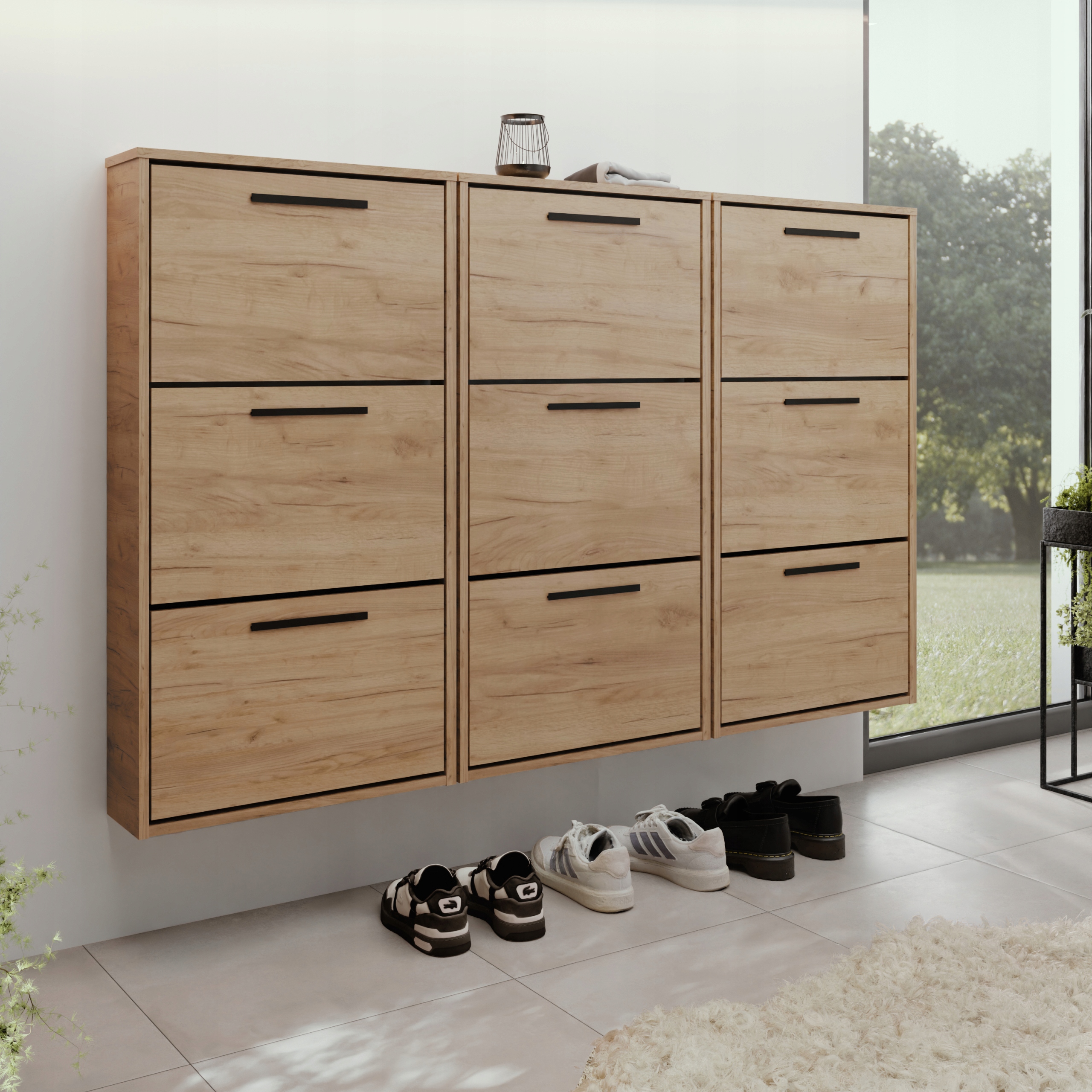 Botník s výklopným závěsem Jasper Mini X3 dub craft zlatý