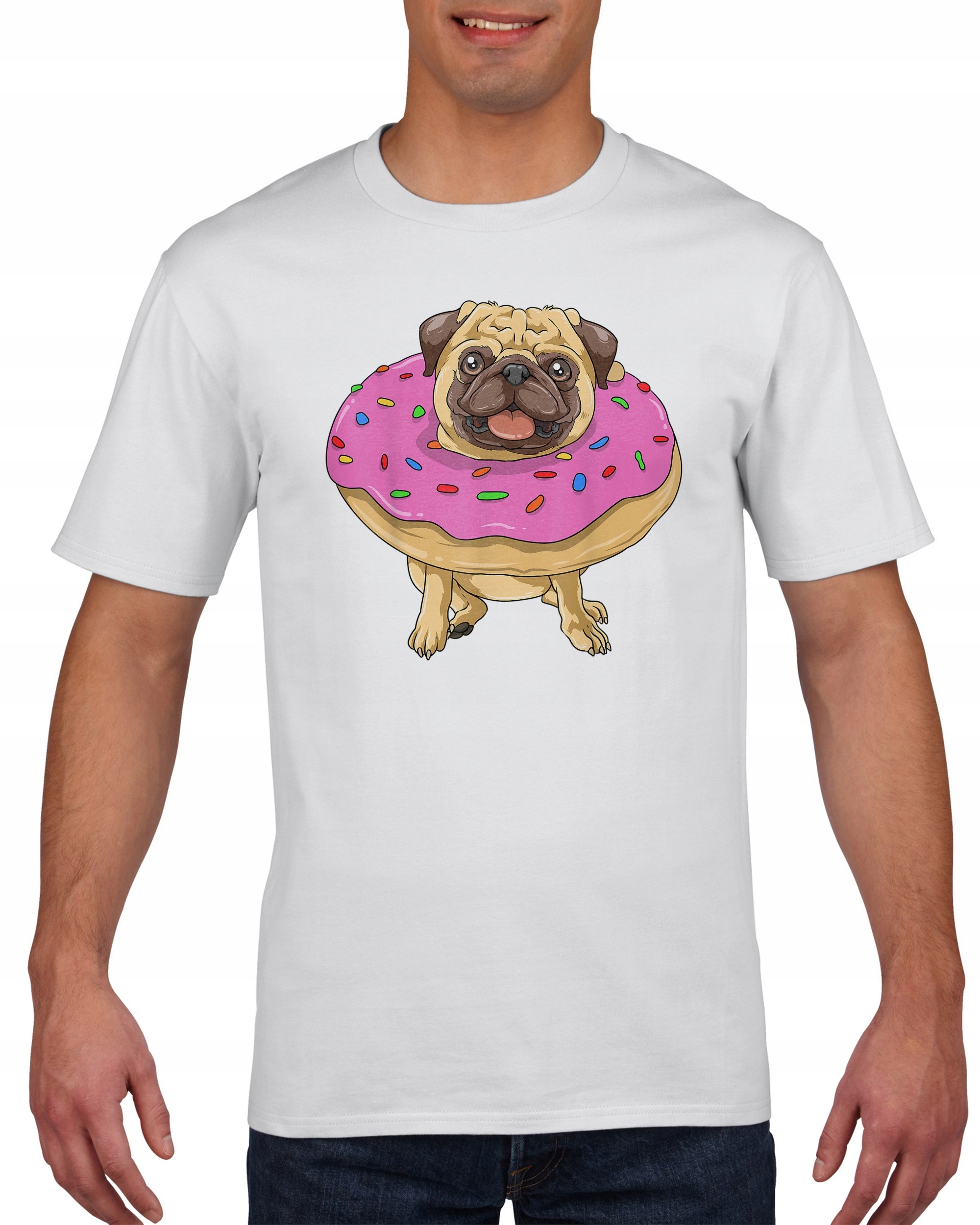 

Koszulka męska Jak pączek w mopsie pies pug S