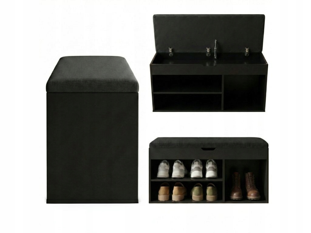 Botník se sedákem Tria, 80 x 43 x 30 cm černý