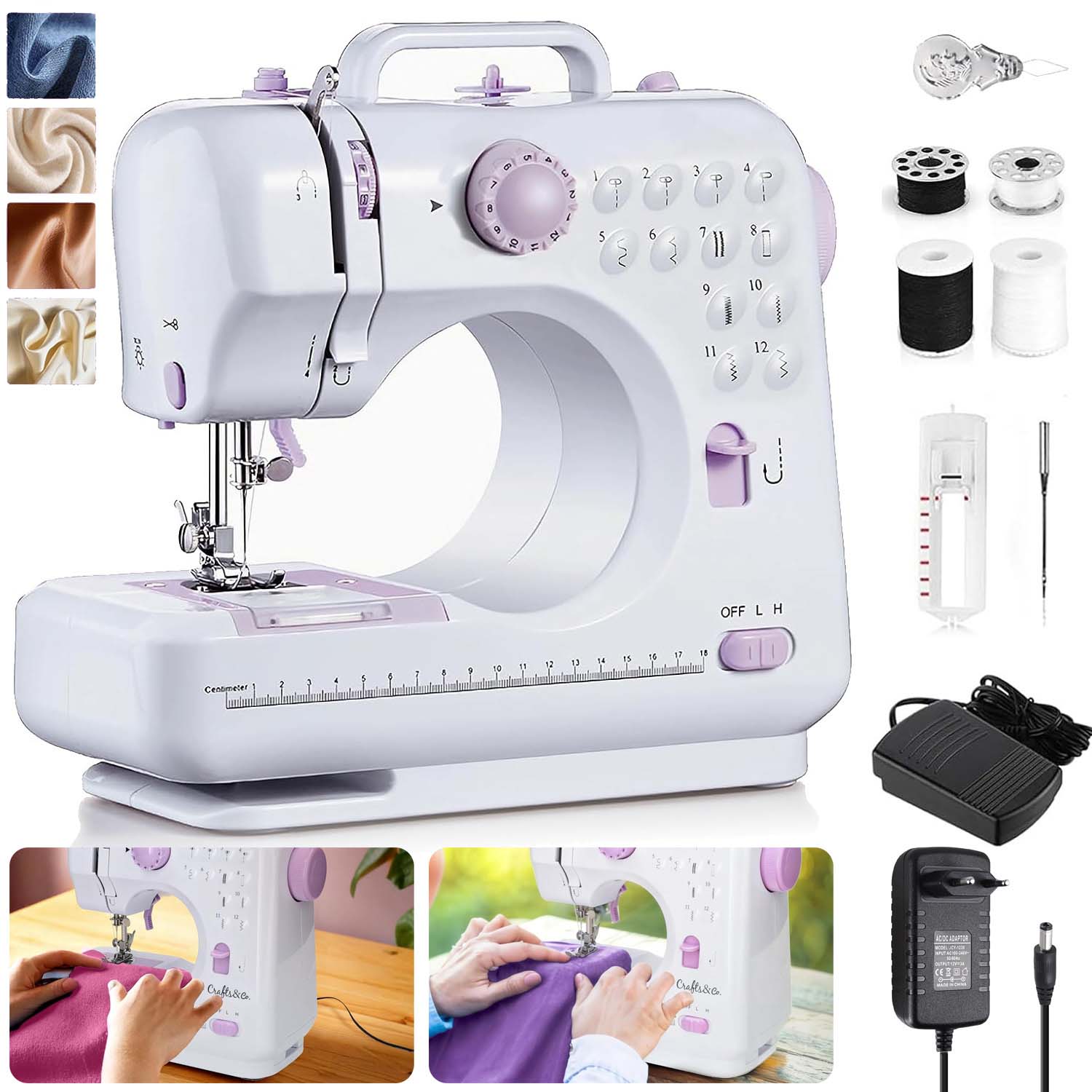 Mini Šicí Stroj 2 Režimy Provozu Ruční Pedál Elektrický Kompakt S Led