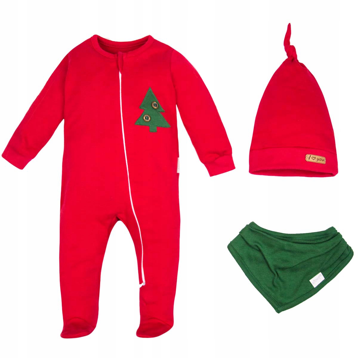 

Komplet pajac czapka apaszka 74 ubranko na Święta