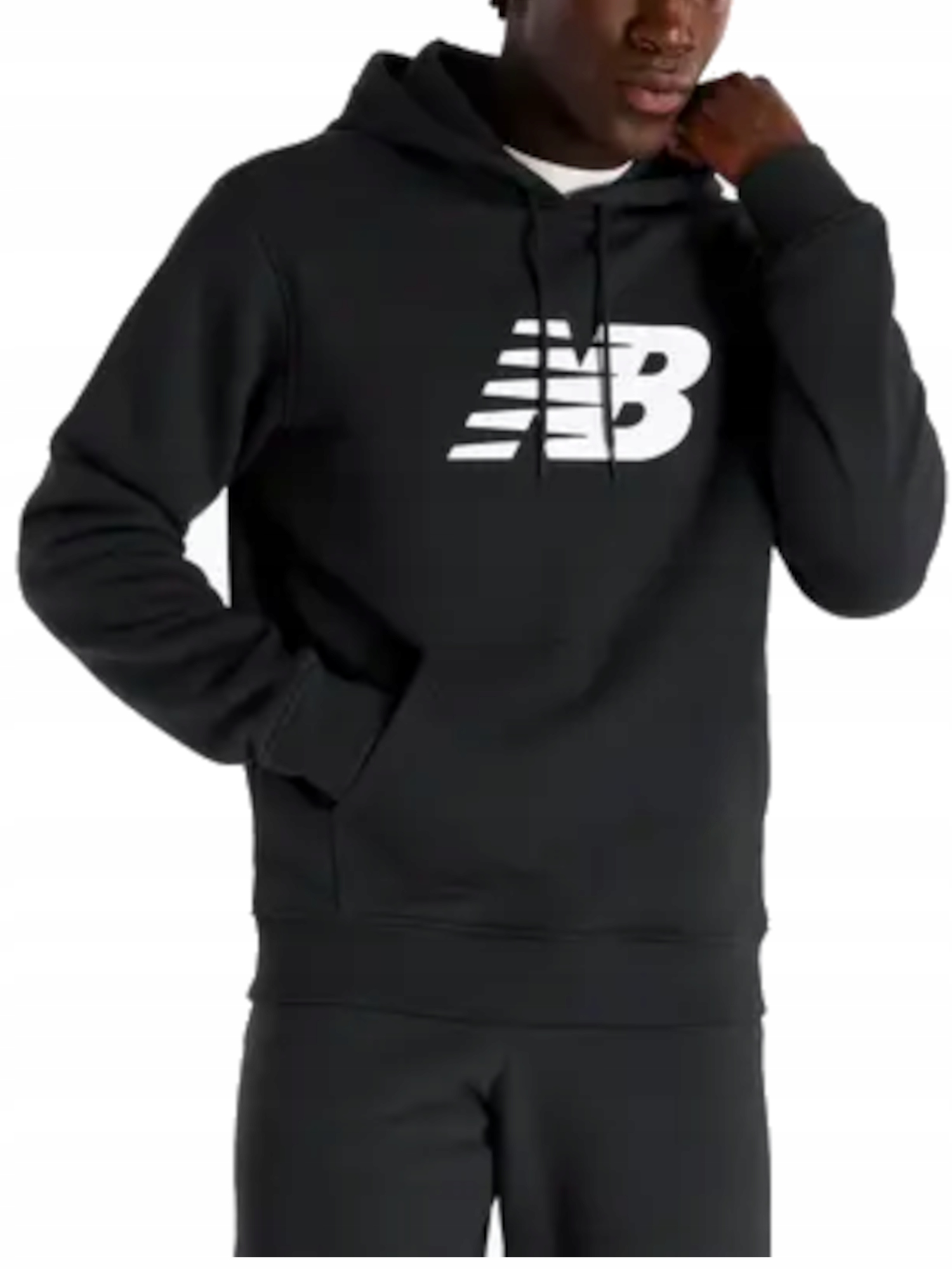 pánská mikina New Balance MT43904BK teplá černá s kapucí klokanka S